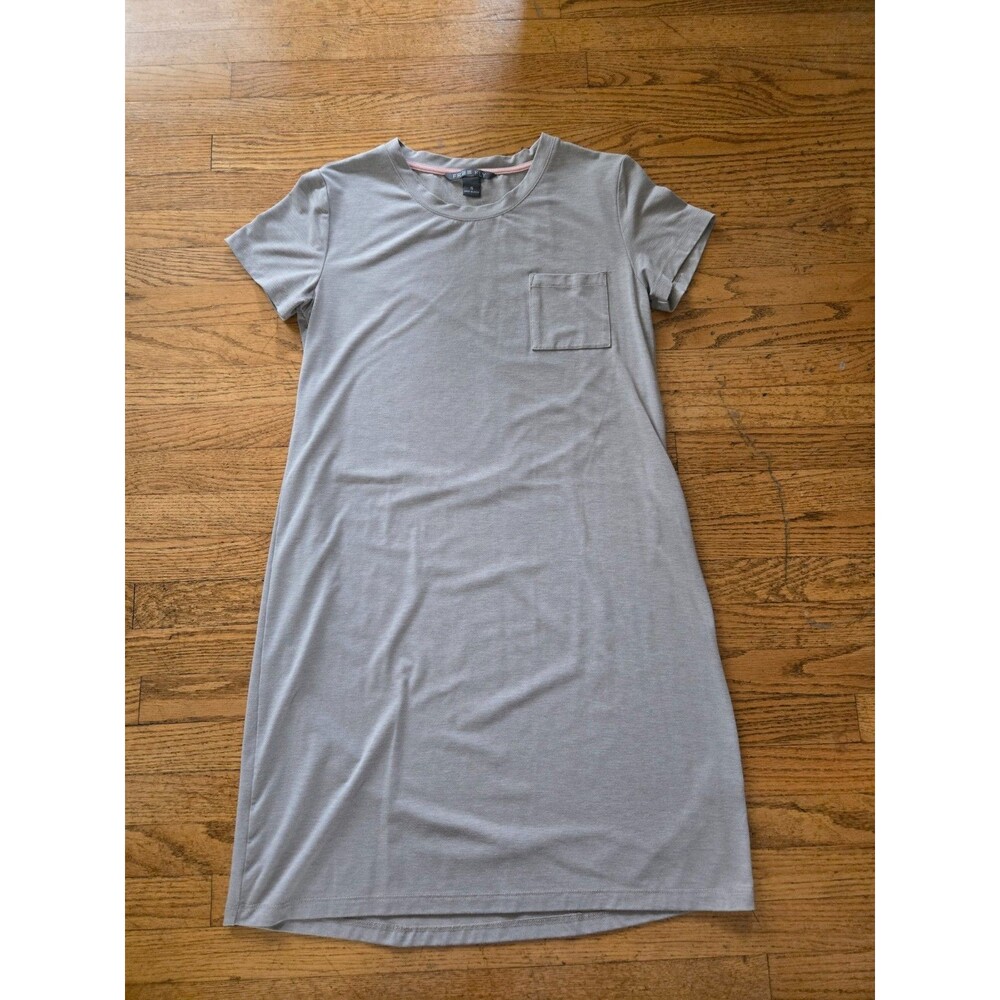 Free Fly Womens Small Gray Bamboo Flex Pocket Dress Short Sleeve